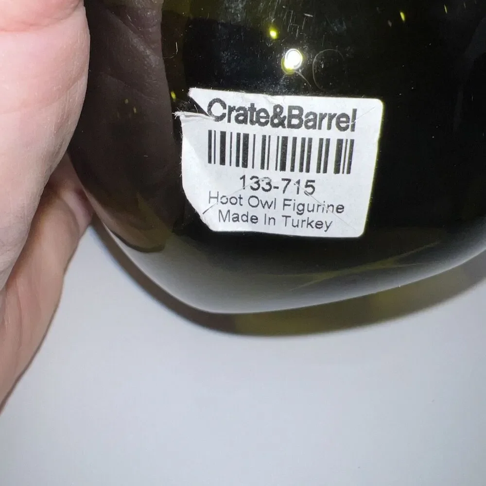 Crate & Barrel Hand Blown Glass Owl Figurine Paperweight Whimsical MCM Kitch Vtg